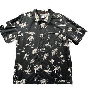 Columbia Mens Palm Tree Aloha Short Sleeve‎ Button Front Camp Large Cotton Shirt